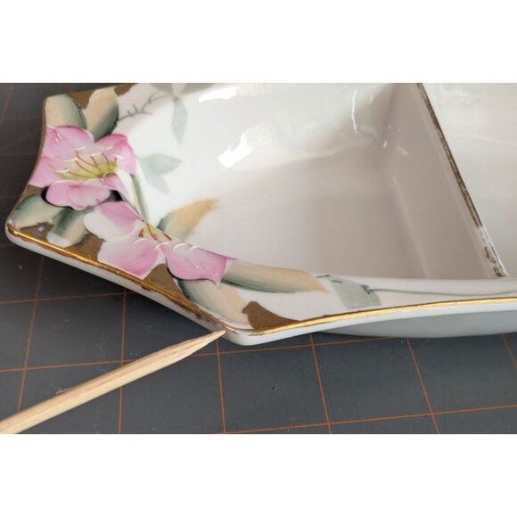 Noritake Azalea 2-Part & oval Relish Dish 8 1/4" Porcelain Floral - Picture 4 of 16